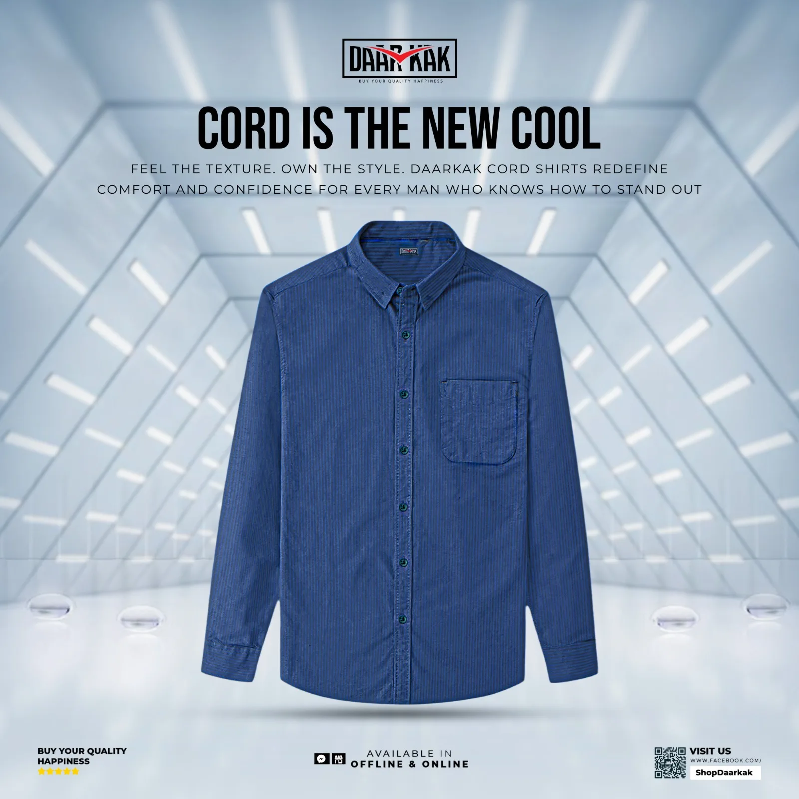 Winter Special  Cord Shirt Navy Blue Color