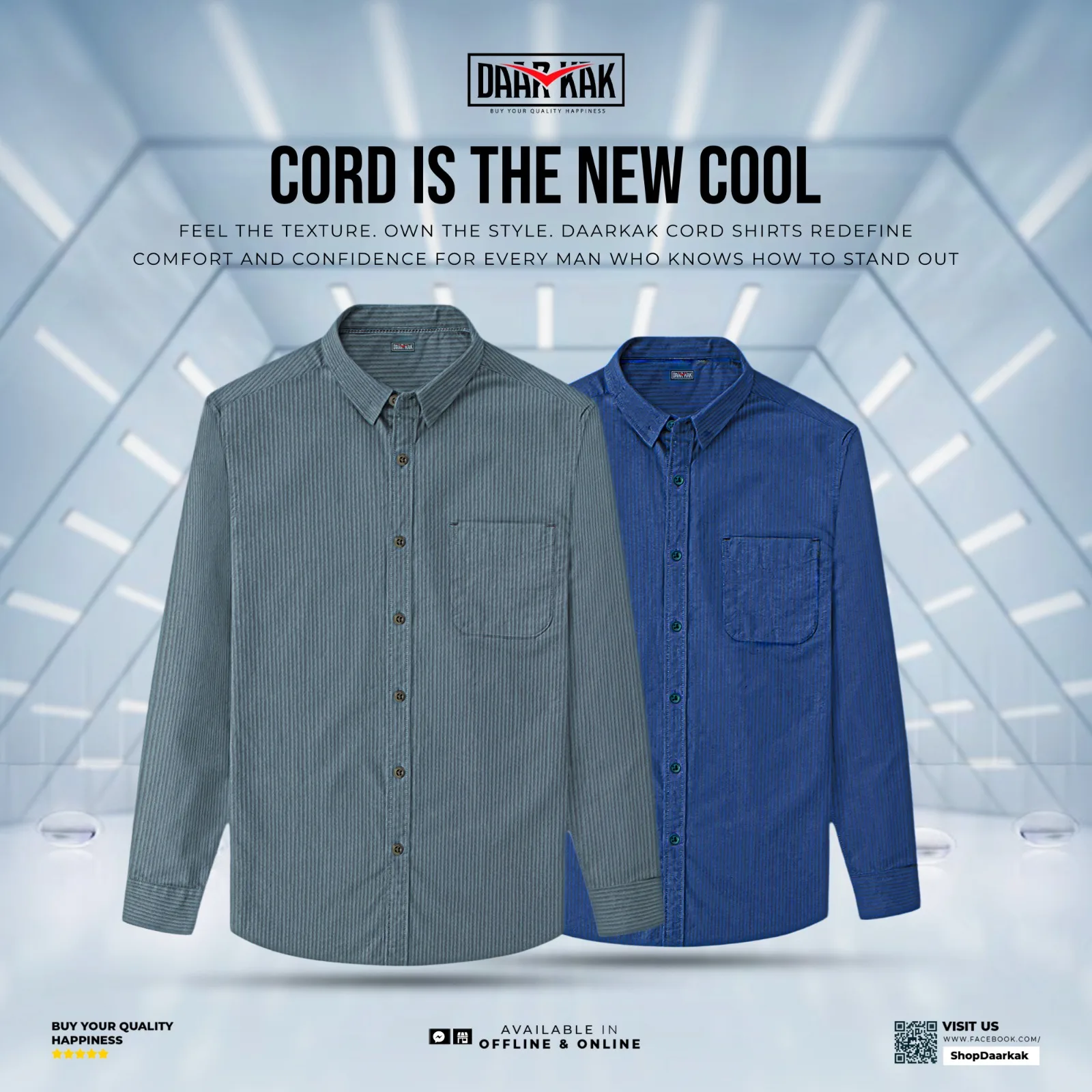 Winter Special  Cord Shirt Navy Blue & Ash Color  Combo