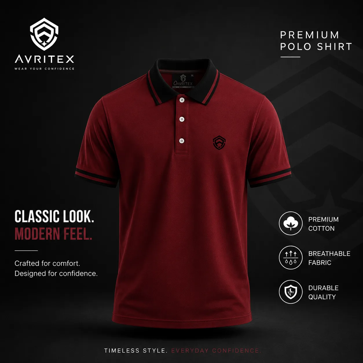 Premium Basic Polo Shirt Maroon Color