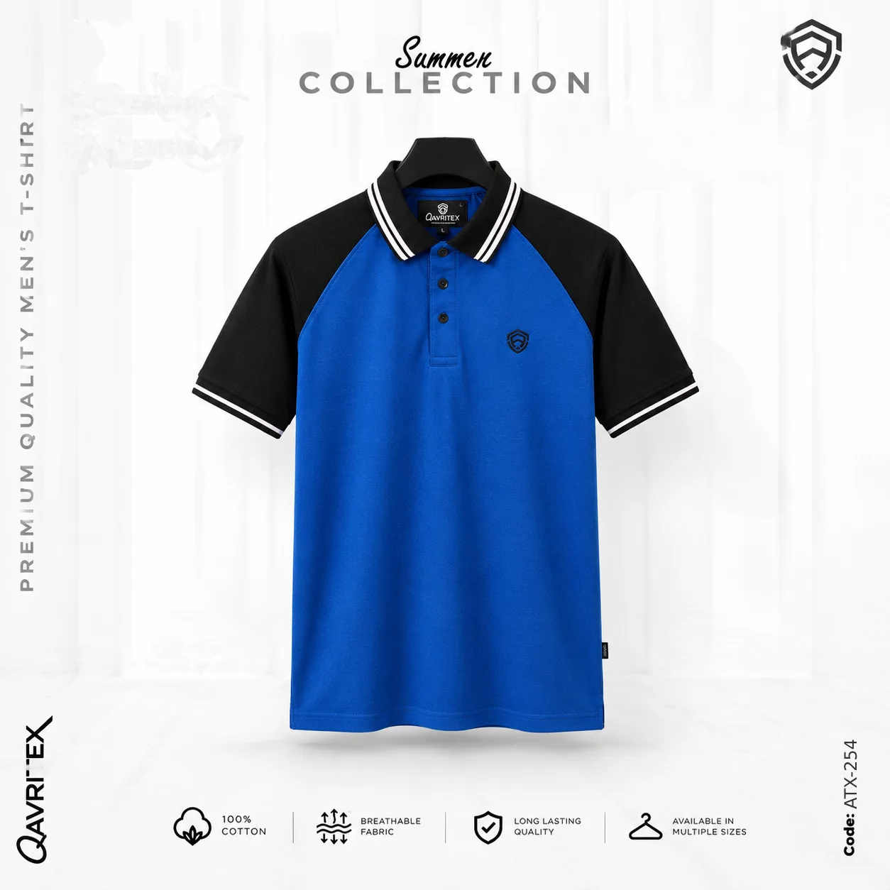 Premium Raglan Polo Shirt - Blue Color