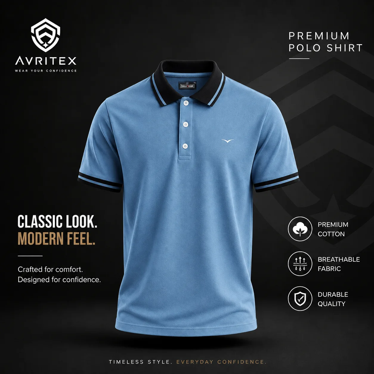 Premium Basic Polo Shirt Sky Blue Color