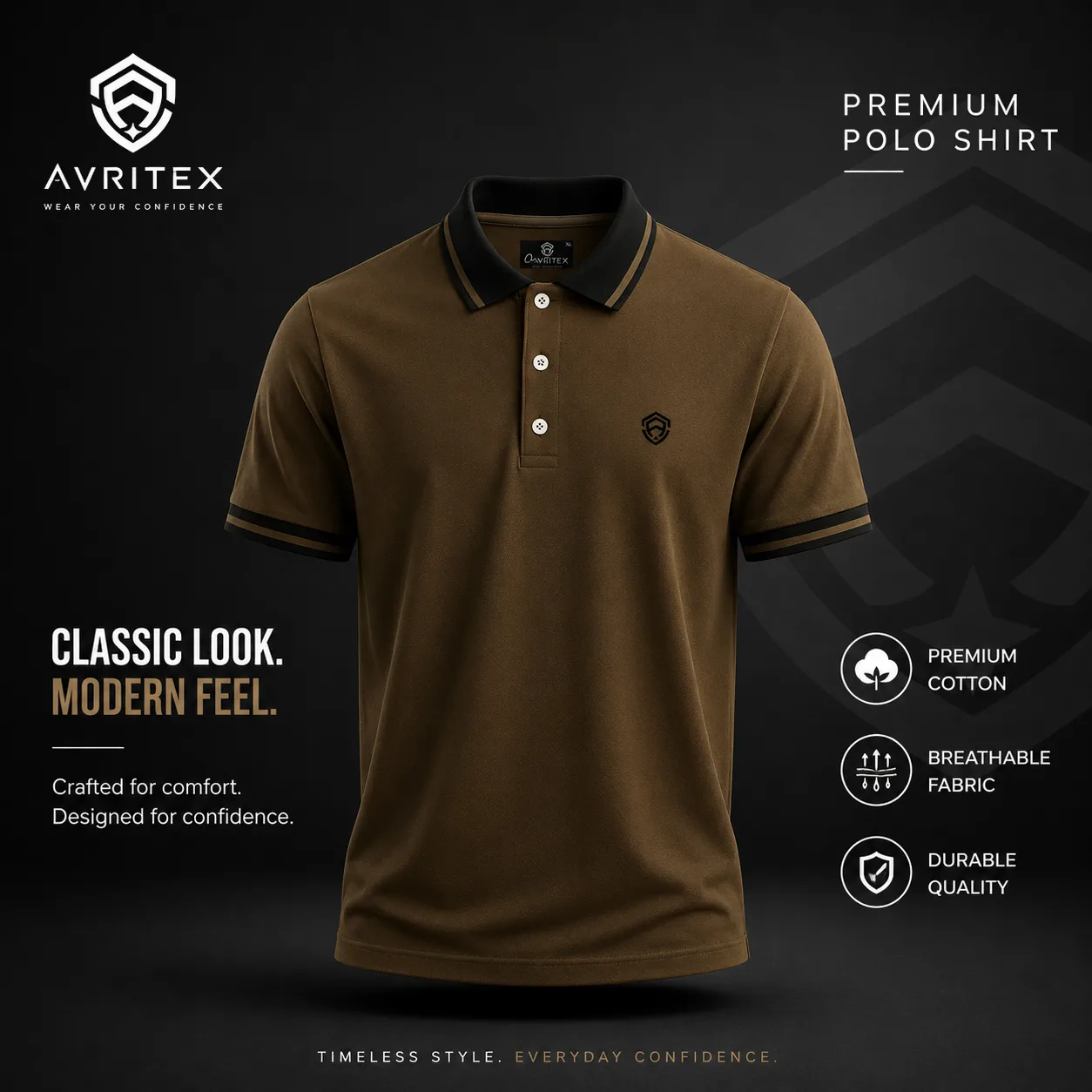 Premium Basic Polo Shirt Coffee Color
