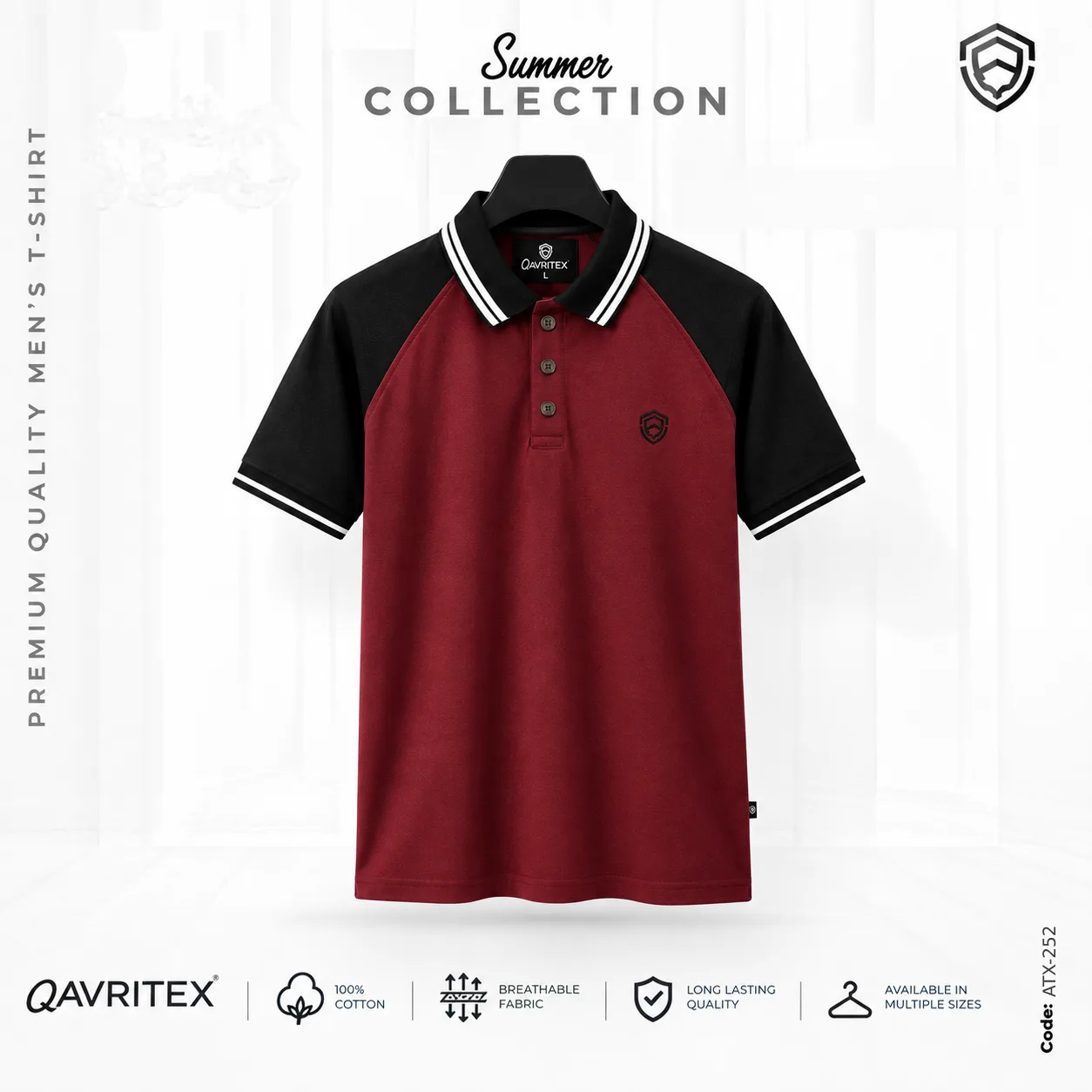 Premium Raglan Polo Shirt - Maroon Color