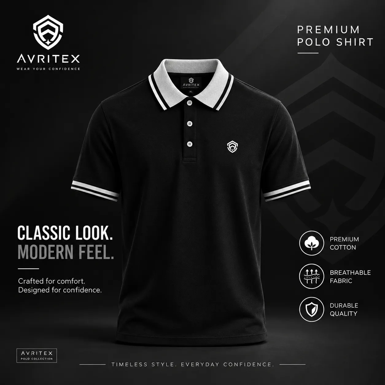 Premium Basic Polo Shirt Black Color