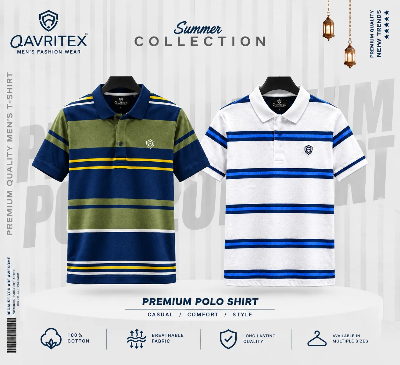 Premium Quality Casual Striped Polo Shirt Combo