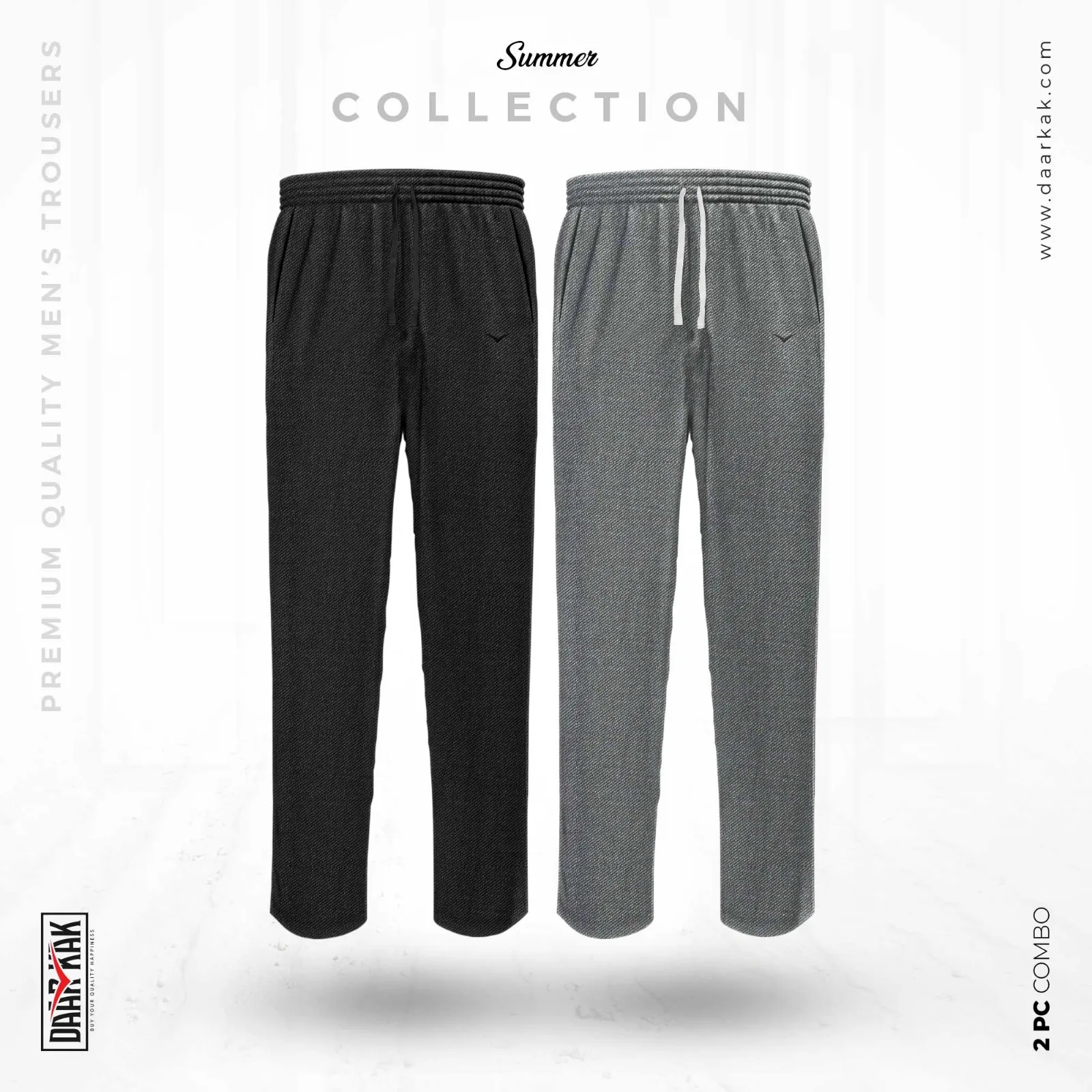 Premium Cotton Trouser Ash Black & Ash Blue Color Combo