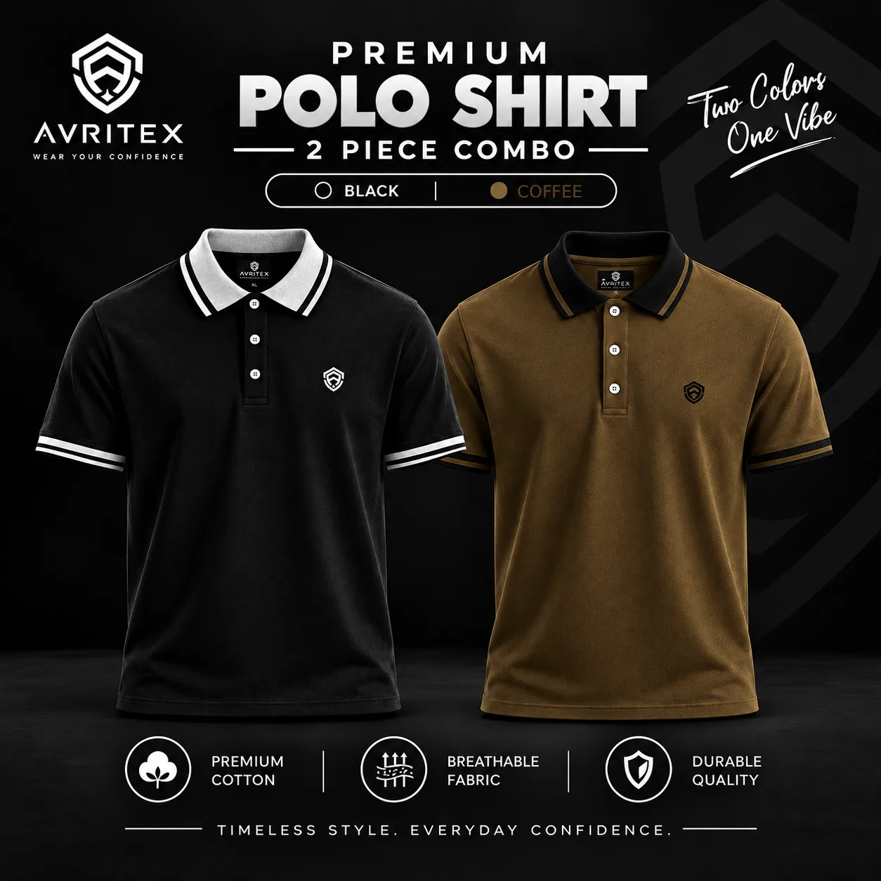 Premium Basic Polo Shirt Coffee & Black Color