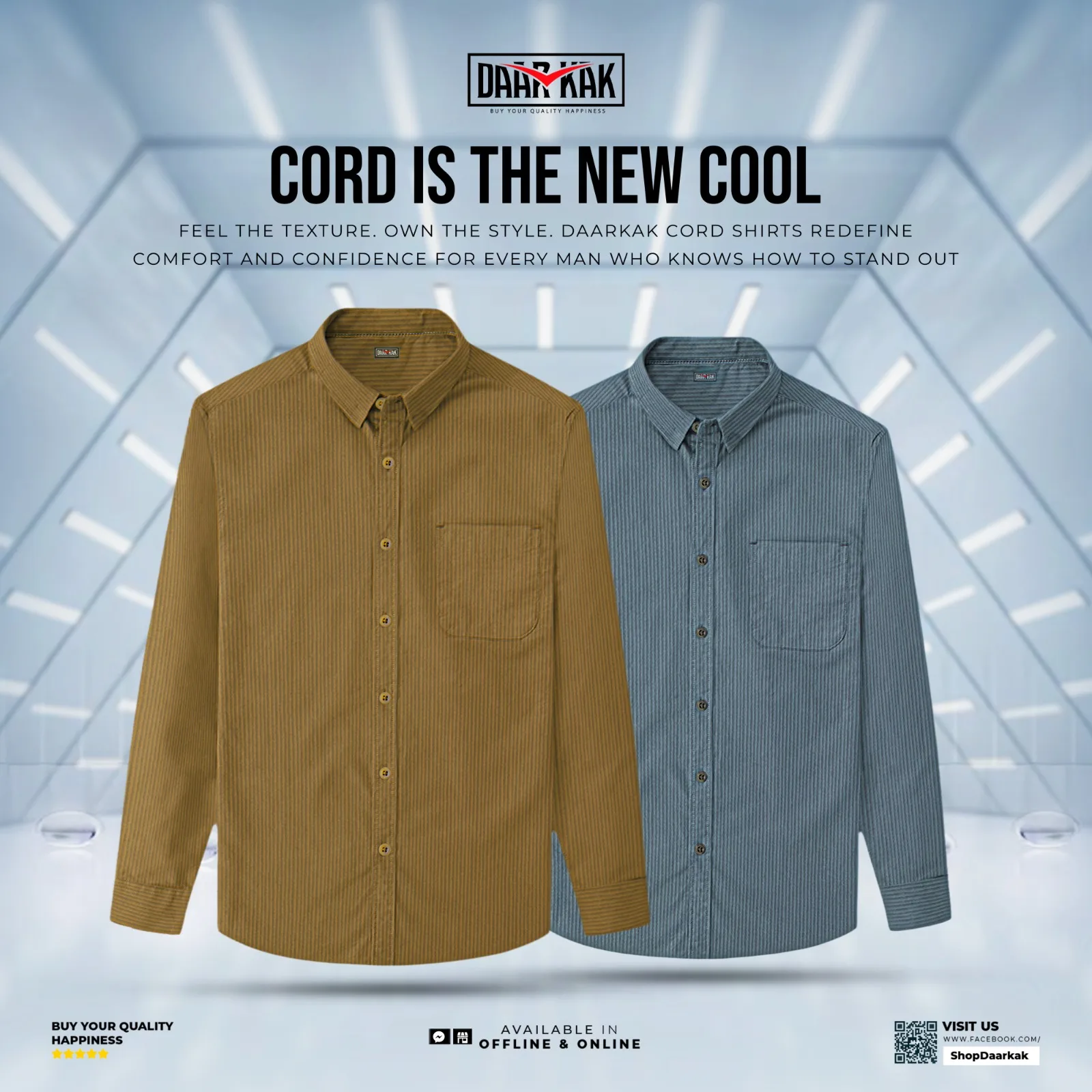 Winter Special  Cord Shirt Golden & Ash Color  Combo