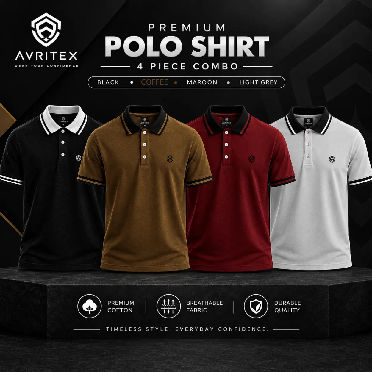 Premium Basic Polo Shirt 4 Pcs Combo