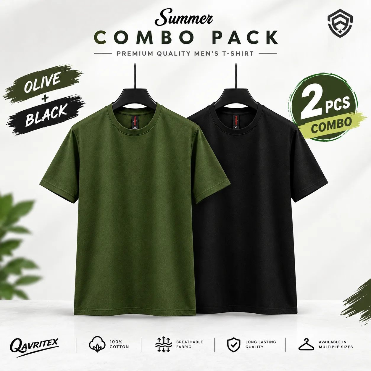 Premium Basic T-Shirt - Olive & Black Color