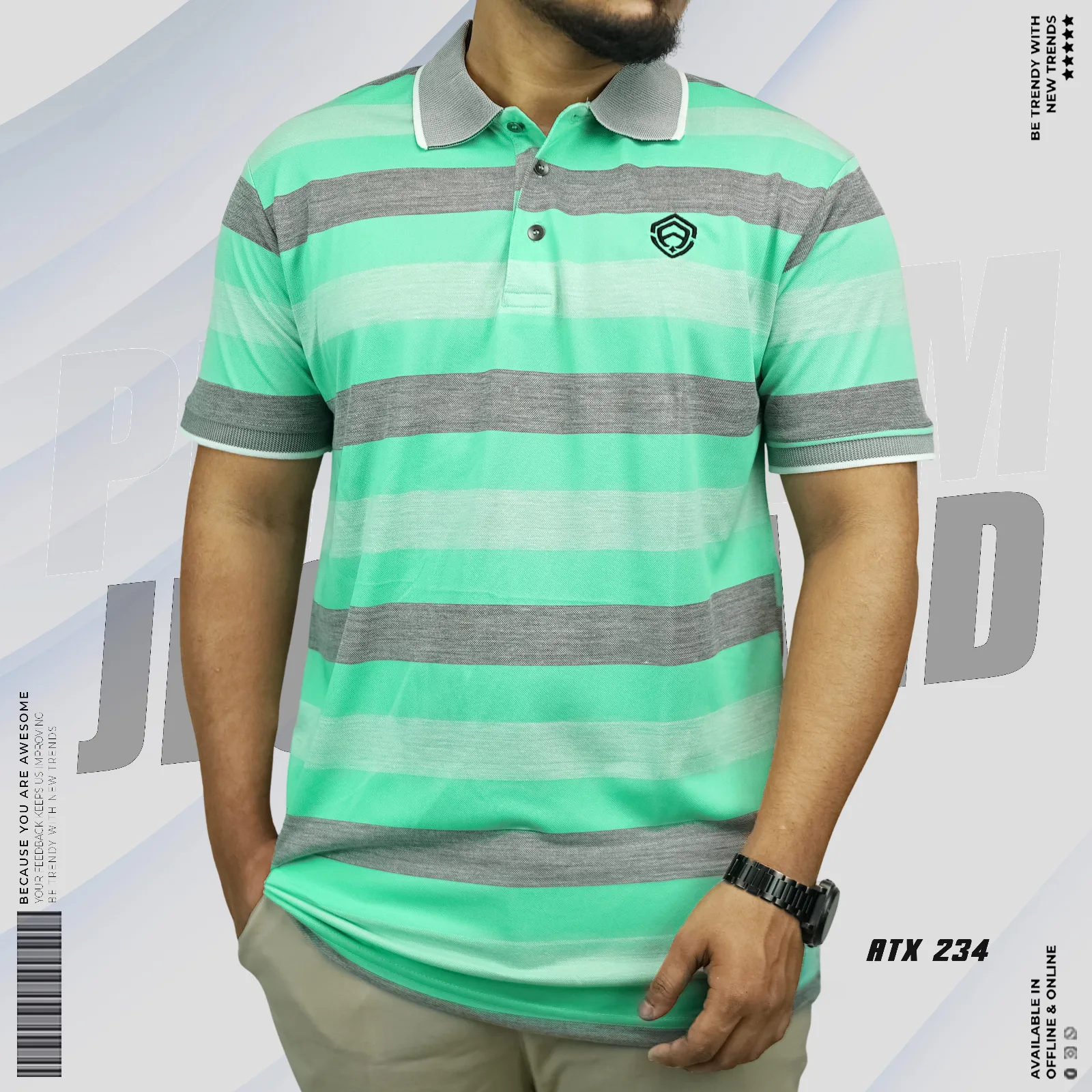 Premium Pest Color  Striped Polo Shirt