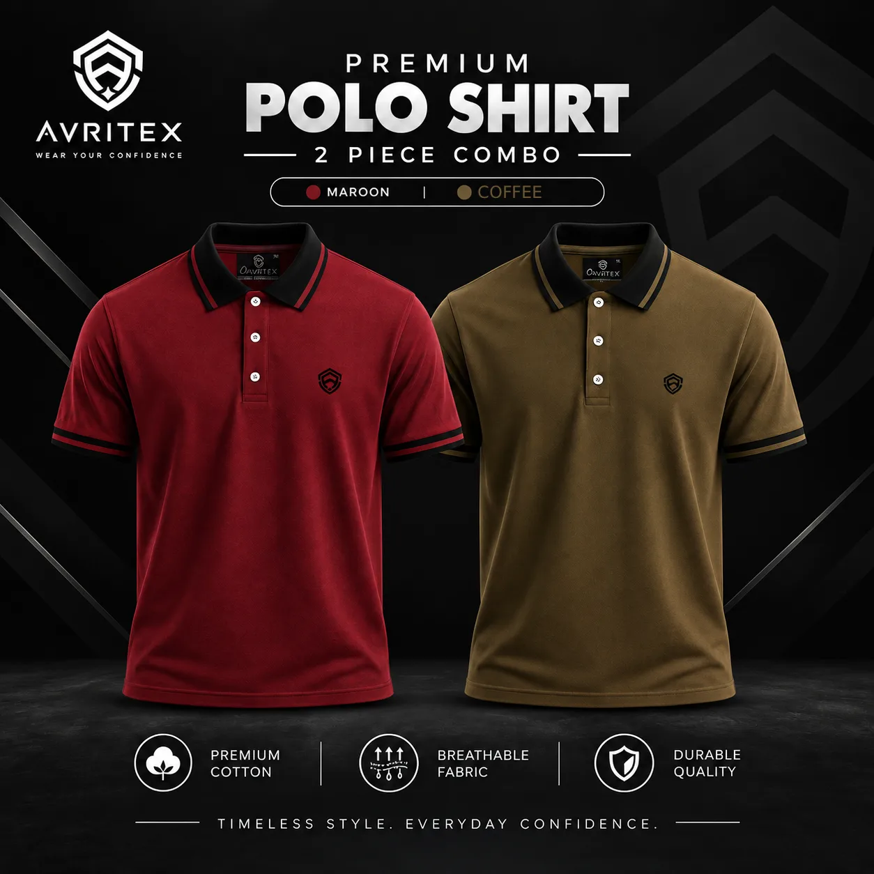 Premium Basic Polo Shirt Maroon & Coffee Color