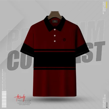 Premium Quality Maroon & Black Contrast Polo Shirt