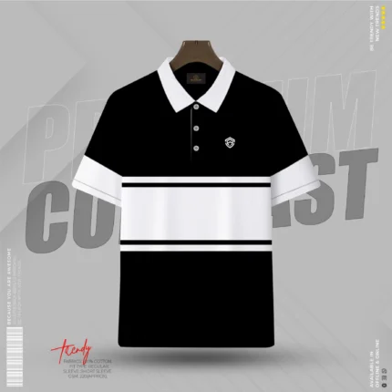 Premium Quality Black & White Contrast Polo Shirt
