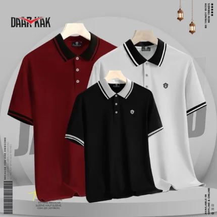 Premium Basic Polo Shirt Ash, Maroon & Black Color