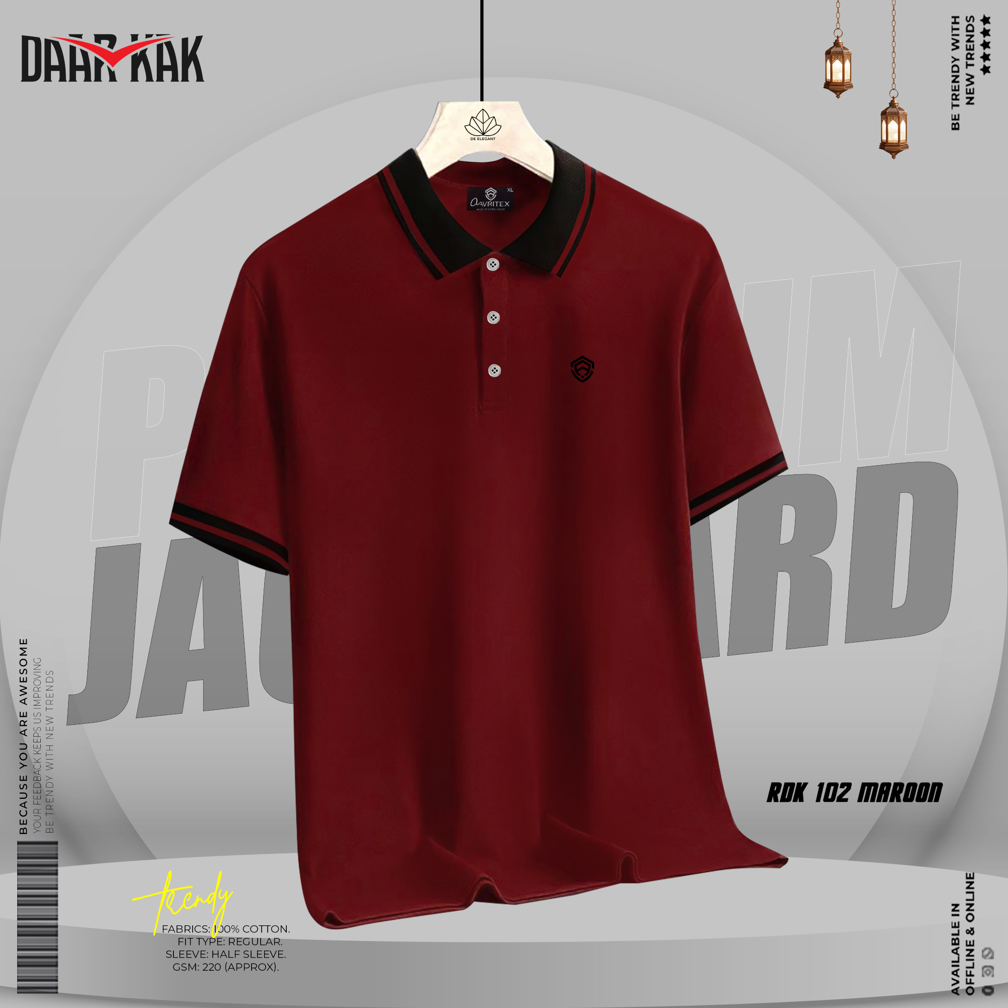 RDK 102 MAROON (1) Premium Basic Polo Shirt Maroon Color - Image 1