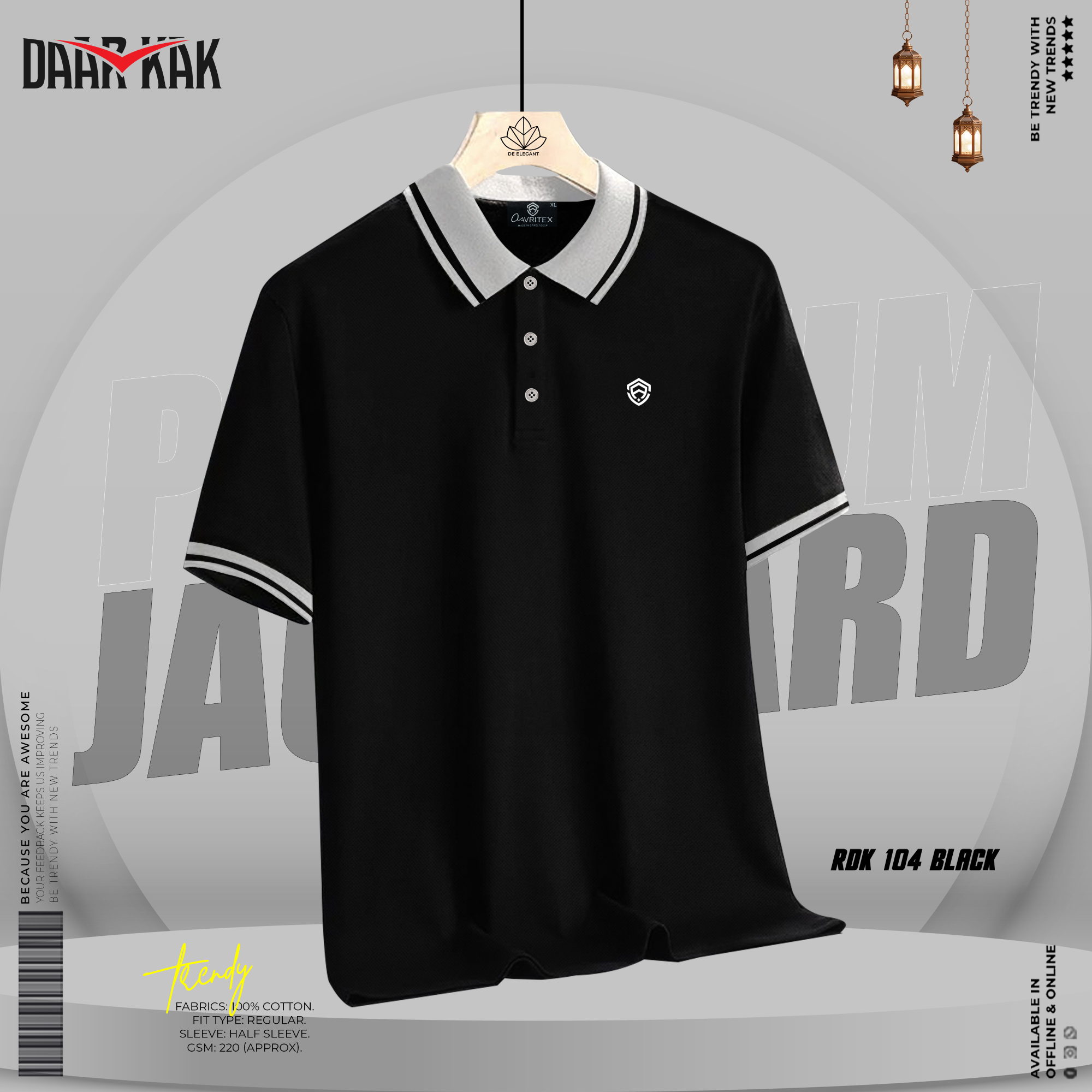 RDK 104 BLACK (1) Premium Basic Polo Shirt Black Color - Image 1