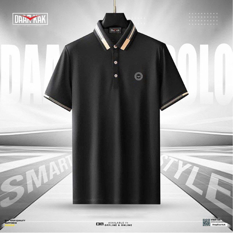 RDK-106 Premium Jacquard Polo Shirt - Black Color - Image 1