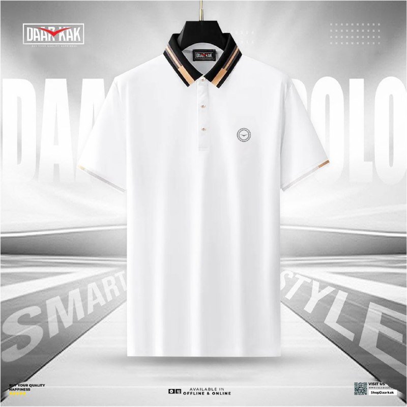 RDK-107 Premium Jacquard Polo Shirt - Whitee Color - Image 1