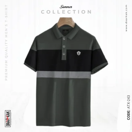 Premium Quality Surma & Black Contrast Polo Shirt - ATX-243