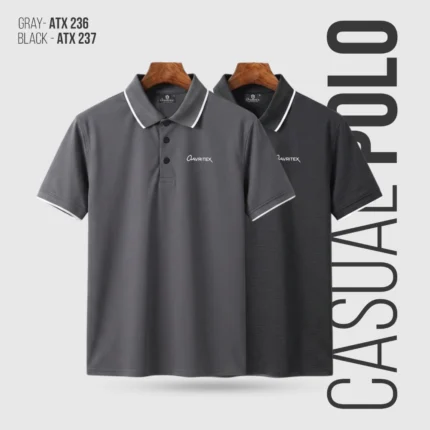 Premium Imported China Fabrics Polo Shirt - Black & Ash