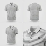 Premium Quality Casual White , Maroon & Light Red Striped Polo Shirt - Image 5