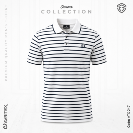 Premium Quality Casual Off White Striped Polo Shirt