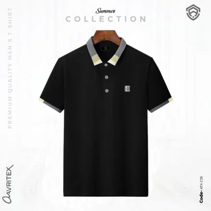 Premium Jacquard Polo Shirt - Black Color