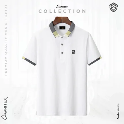 Premium Jacquard Polo Shirt - White Color