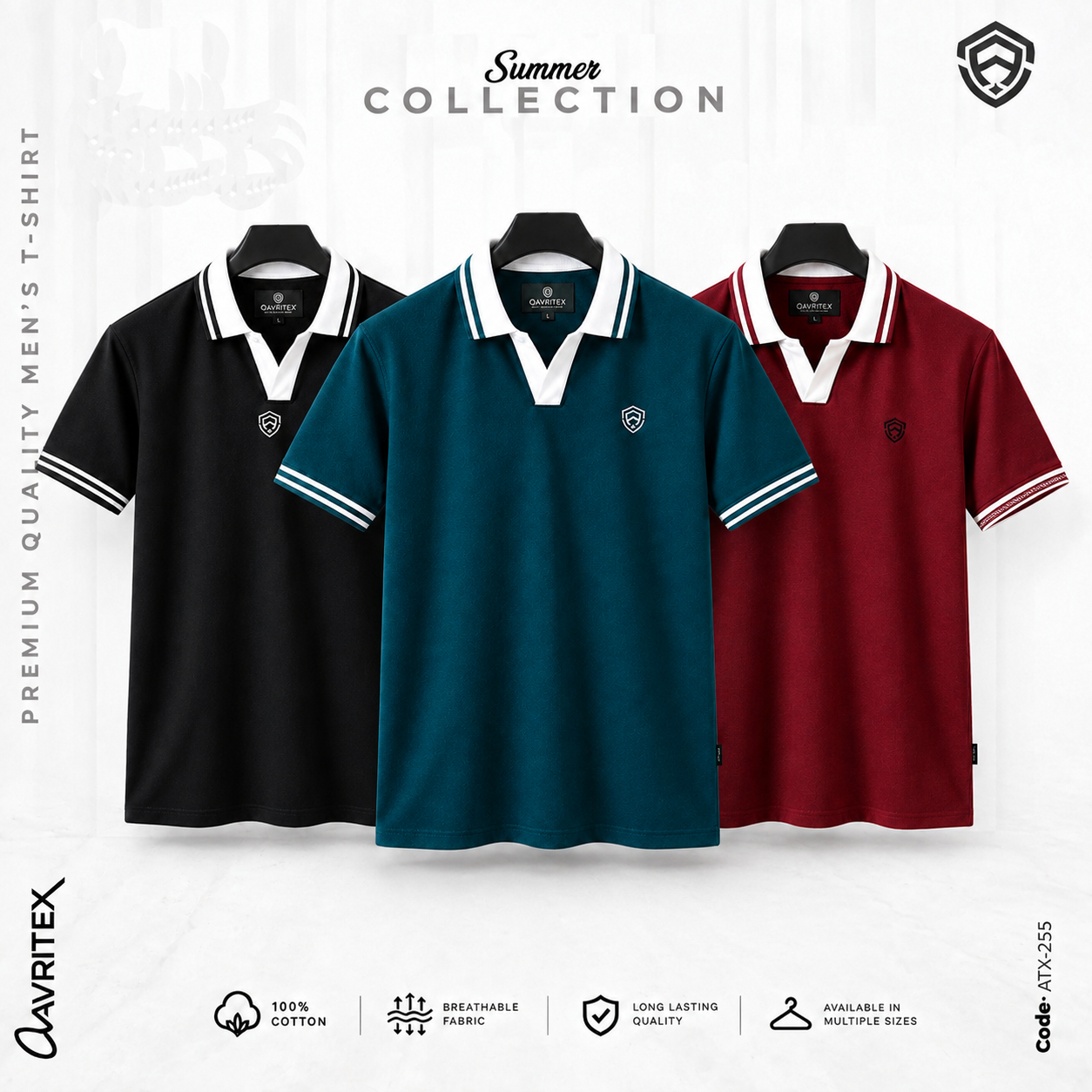 ChatGPT-Image-Sep-9-2026-01_05_18-PM.png Premium V-Neck Polo Shirt - Maroon, Petrol Blue & Black Color - Image 1
